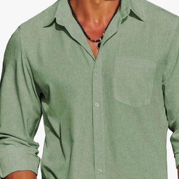NWT- Women’s Sage Green
4XL Button Down
Soft Linen men oversized Top - Picture 2 of 3